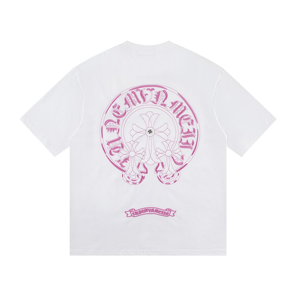 7D67 Chrome Hearts Summer Horseshoe Metal Embroidery Short Sleeve T T-shirt Couple Style