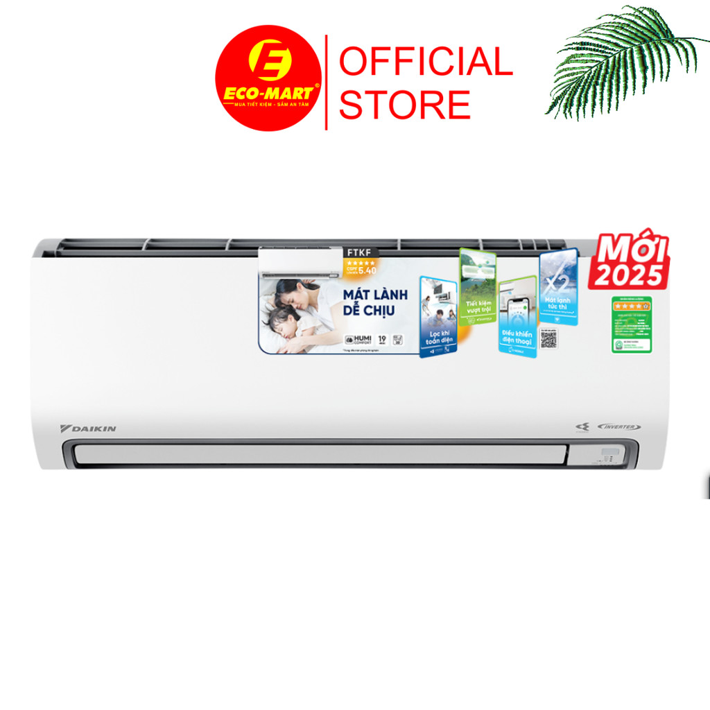 Điều hòa Daikin 1 chiều 12000Btu Inverter FTKF35ZVMV mới 2025 có lắp đặt