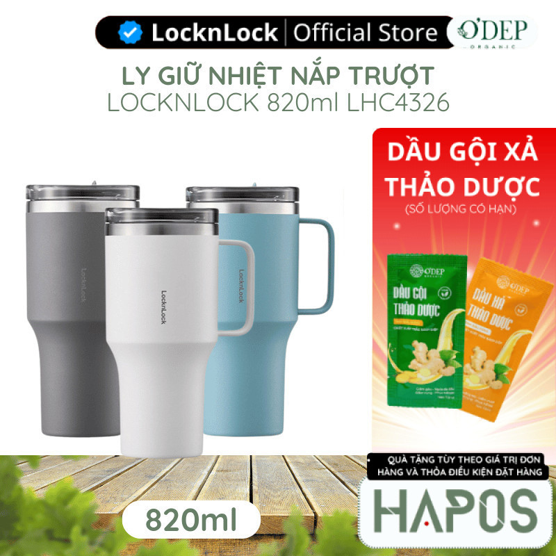 Ly giữ nhiệt LocknLock Metro King 820ml, nắp trượt, inox SUS304, có tay cầm LHC4326 - HAPOS LBE
