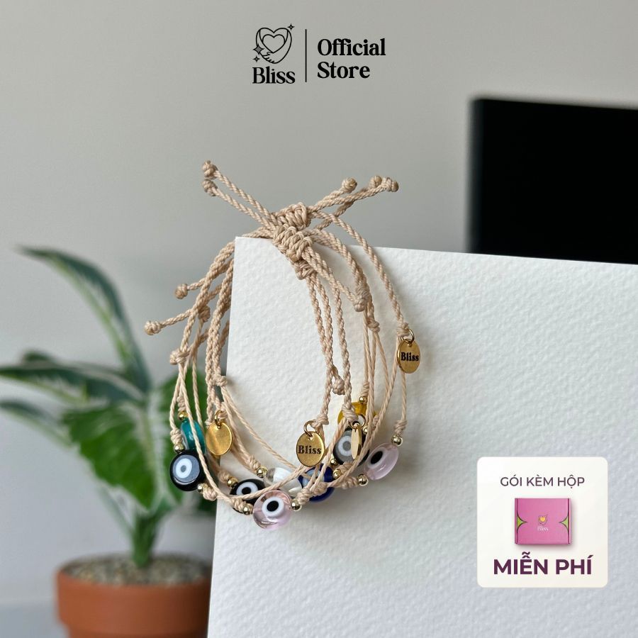 [VÒNG TAY] Evil Eye thủy tinh dây wax mix 2 màu [DÂY BE] Bliss Accessories - Phụ Kiện handmade