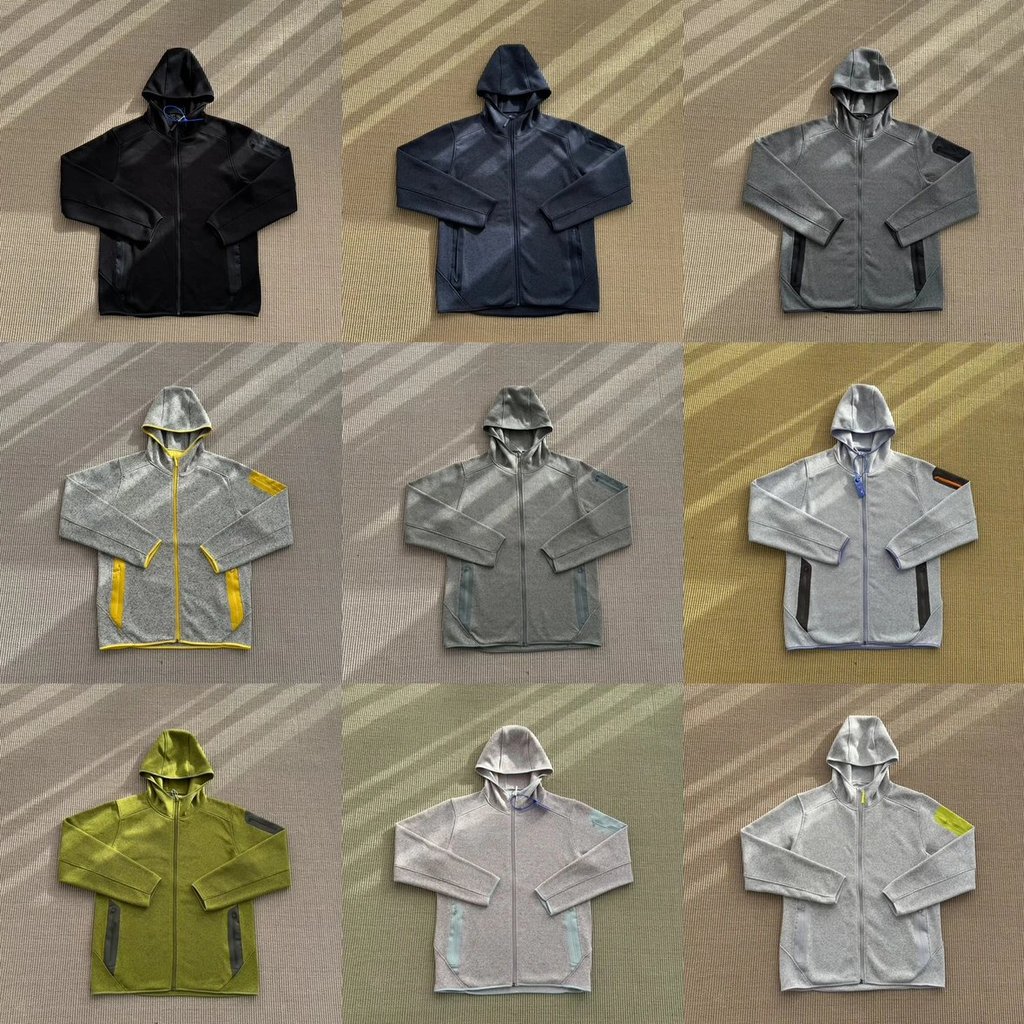 Mountain-style outdoor casual knitted hooded fleece zip-up sweatshirt jacket Thermal middle layer