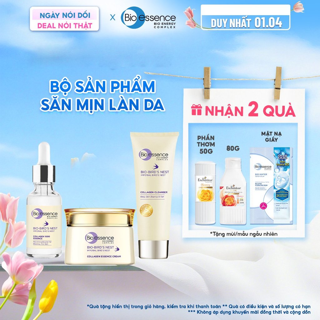 Bộ Bio-Essence Bio-Bird's Nest: Tinh chất dưỡng da Bio-Bird's Nest Collagen Essence 30ml + Sữa rửa m
