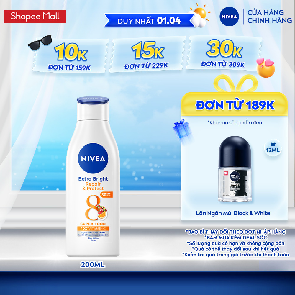Sữa Dưỡng Thể NIVEA Phục Hồi & Chống Nắng Ban Ngày 8 Super Foods (200 ml) - 88310