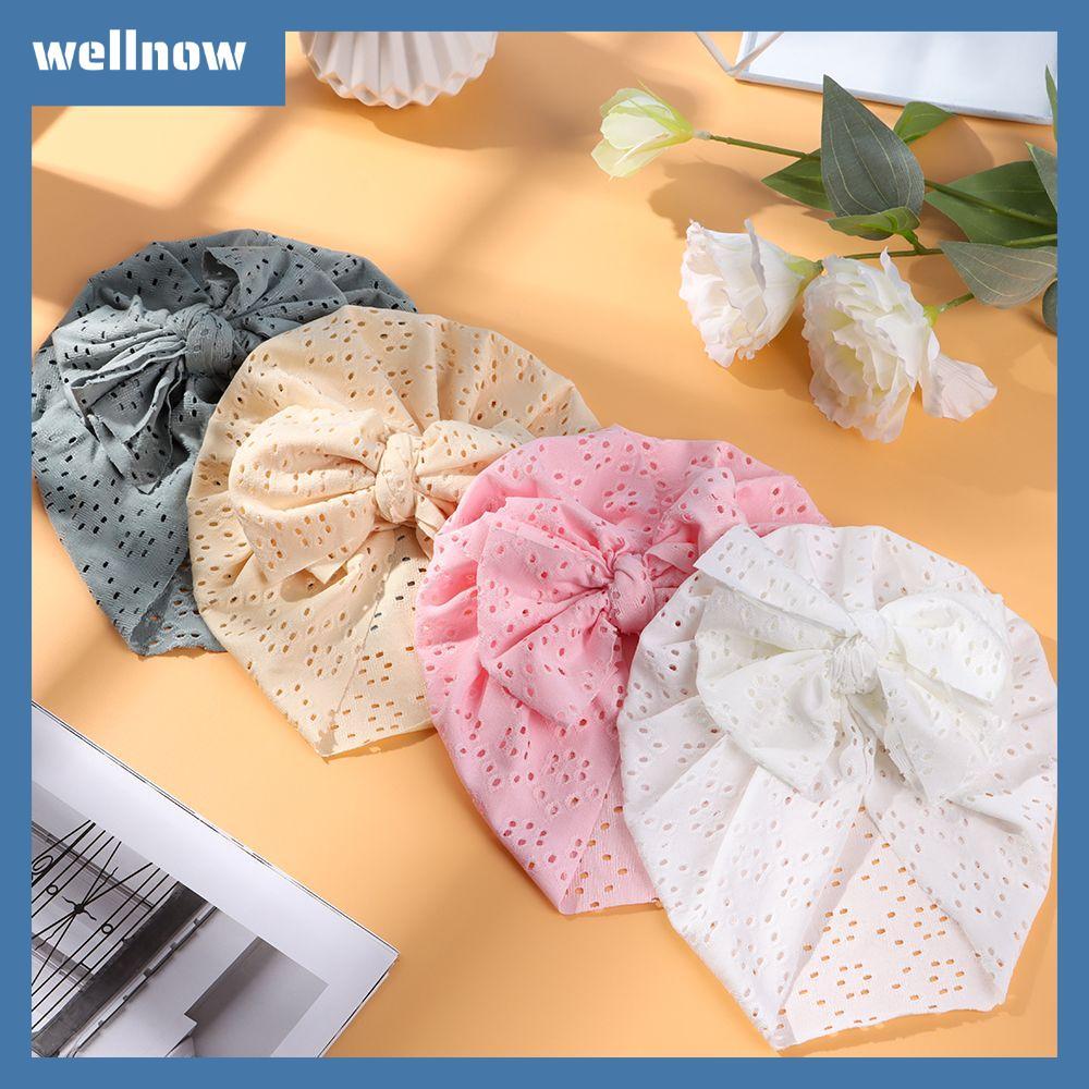 WELLNOW Big Bowknot Girl Boy Soft Baby Sơ sinh mùa hè Mũ len