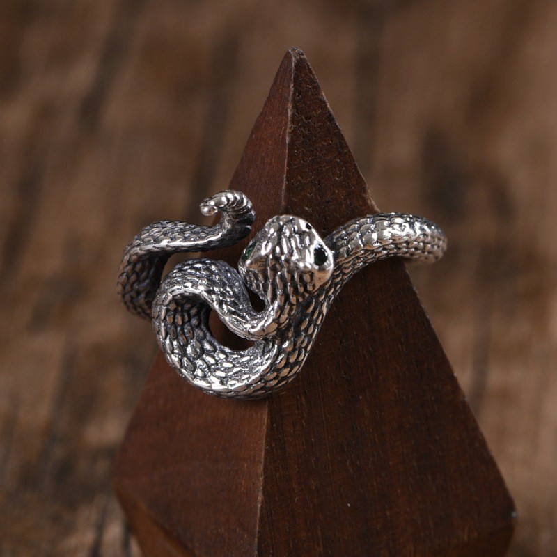 Premium In-Stock#Sterling Silver Ring S925Silver Vintage Snake Ring Jewelry Index Finger Zodiac Snak