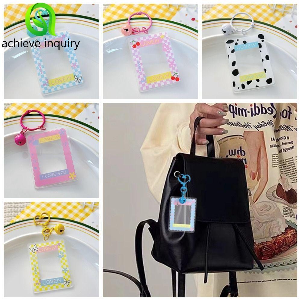 achieve inquiry ACHIEVE YÊU THÍCH Móc khóa thẻ ảnh DIY, Khung ảnh Mặt dây chuyền khung ảnh trong suố