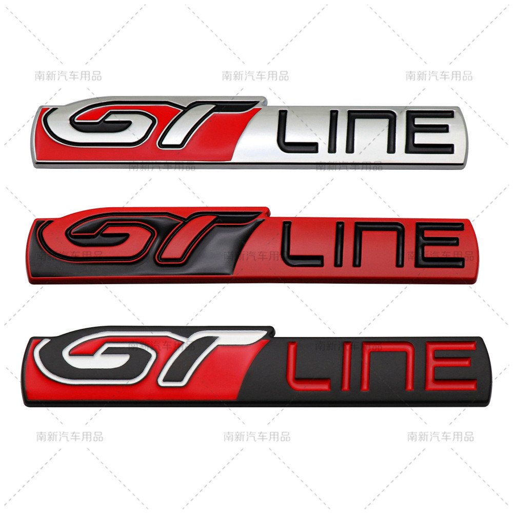 GT LINE Nhãn dán ô tô Logo ô tô GT LINE Nhãn dán kim loại Thích hợp cho Peugeot Renault Kia Body Sid