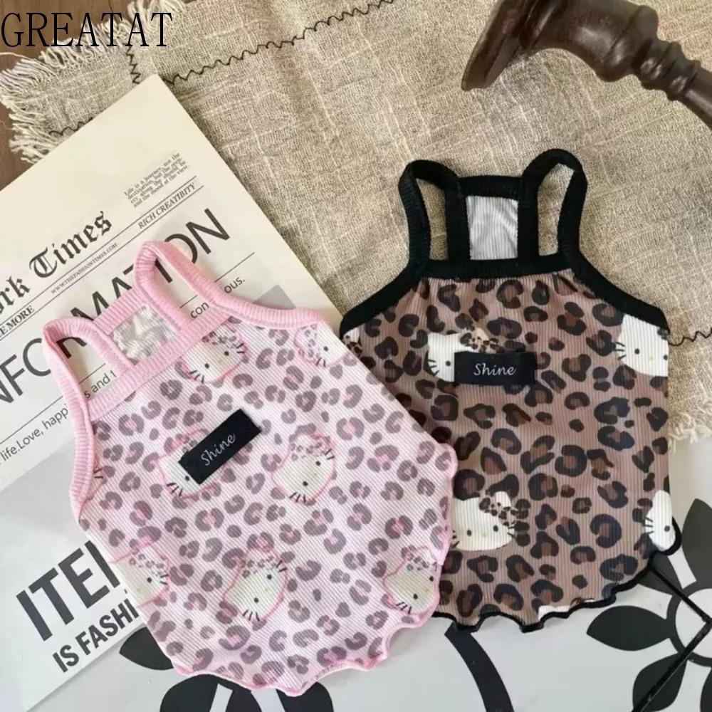 Quần Áo Thú Cưng GREAT, Da Báo Kitty Ice Silk Spice Girls Wind Suspenders, Vải Mềm Thoáng Khí Chịu N