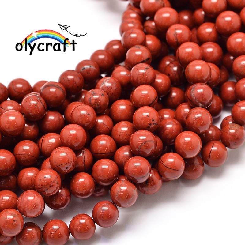 Dây chuyền hạt đỏ đường kính 6mm, lỗ 1mm, khoảng 58 ~ 62 viên/sợi, dài 15 inches