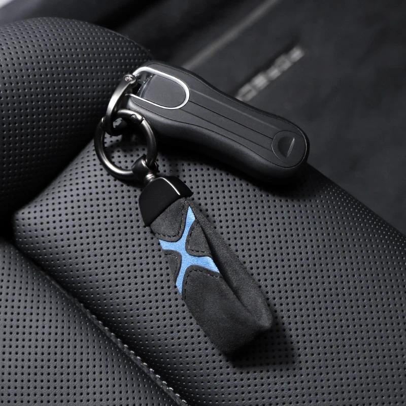 TPIC Làm Bằng Alcantara Kim Loại Phong Cách Xe Móc Khóa Sang Trọng Móc Khóa Vòng Chìa Khóa Cho Xe Ho