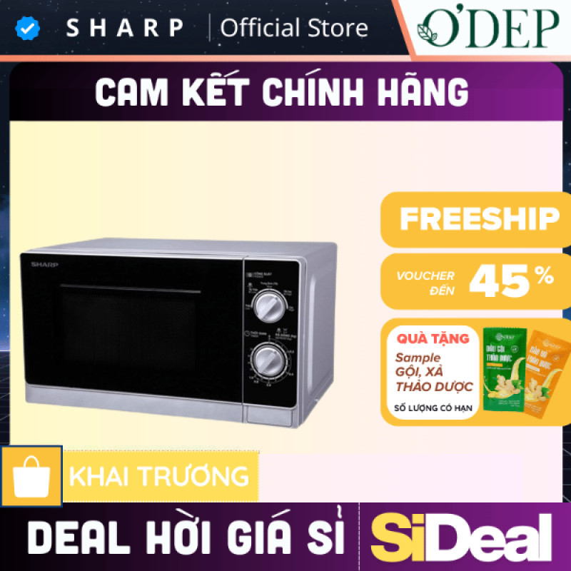 Lò vi sóng Sharp 20L, hâm nóng rã đông, tiếng Việt R-205VN-S - SIDEAL SIA