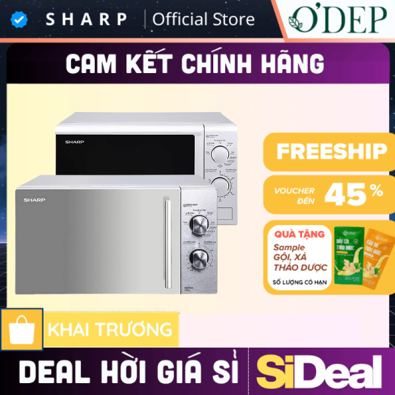 Lò vi sóng có nướng Sharp 20 lít Chính hãng, viba 700W nướng 1000W Microwave núm xoay cơ R-G222VN-S 