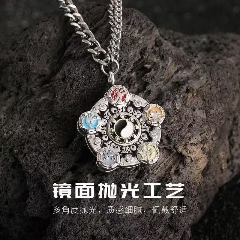 New Product#New Armor Warrior Summoner Emperor Five Elements Rotating Pendant Necklace Men's Cool Ha