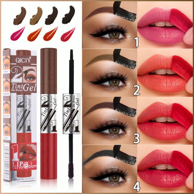QCIY Double Exfoliating Eyebrow Gel, Eyebrow Tint, Exfoliating Lip Gloss, 3D Wild Eyebrow