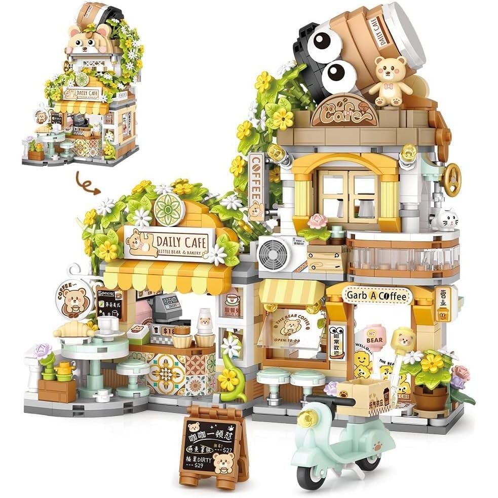 Đồ chơi khối xây dựng MindBox City Cafe, Bộ xây dựng quán cà phê có thể mở cho bé trai bé gái từ 8 t