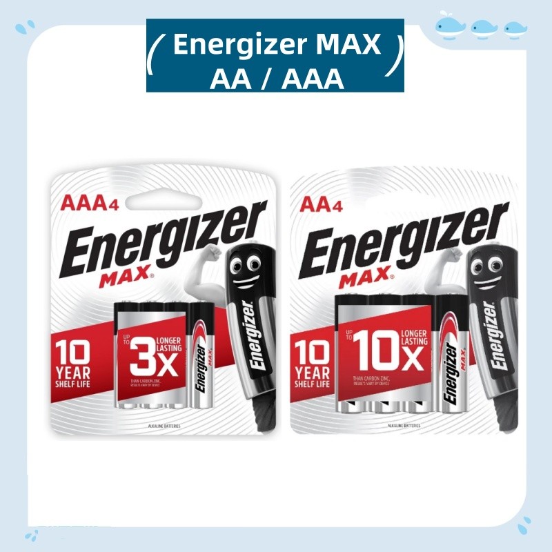 【4 tế bào / hộp】Energizer MAX AA/AAA 1.5V Alkaline Cells for Watch, Flashlight, Camera, Clock