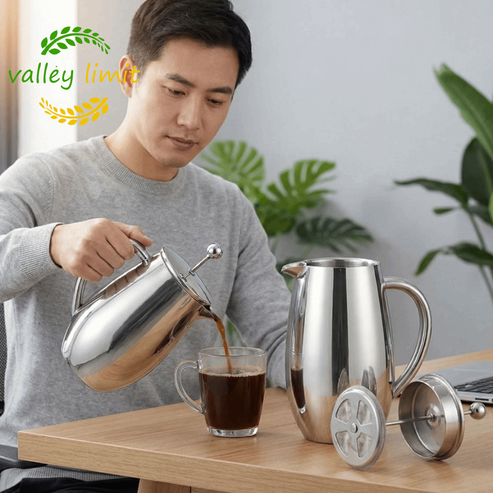 VALLEY LIMIT French Press, Nồi cà phê cách nhiệt giống như gương, Máy làm Cappuccino chống rơi bằng 