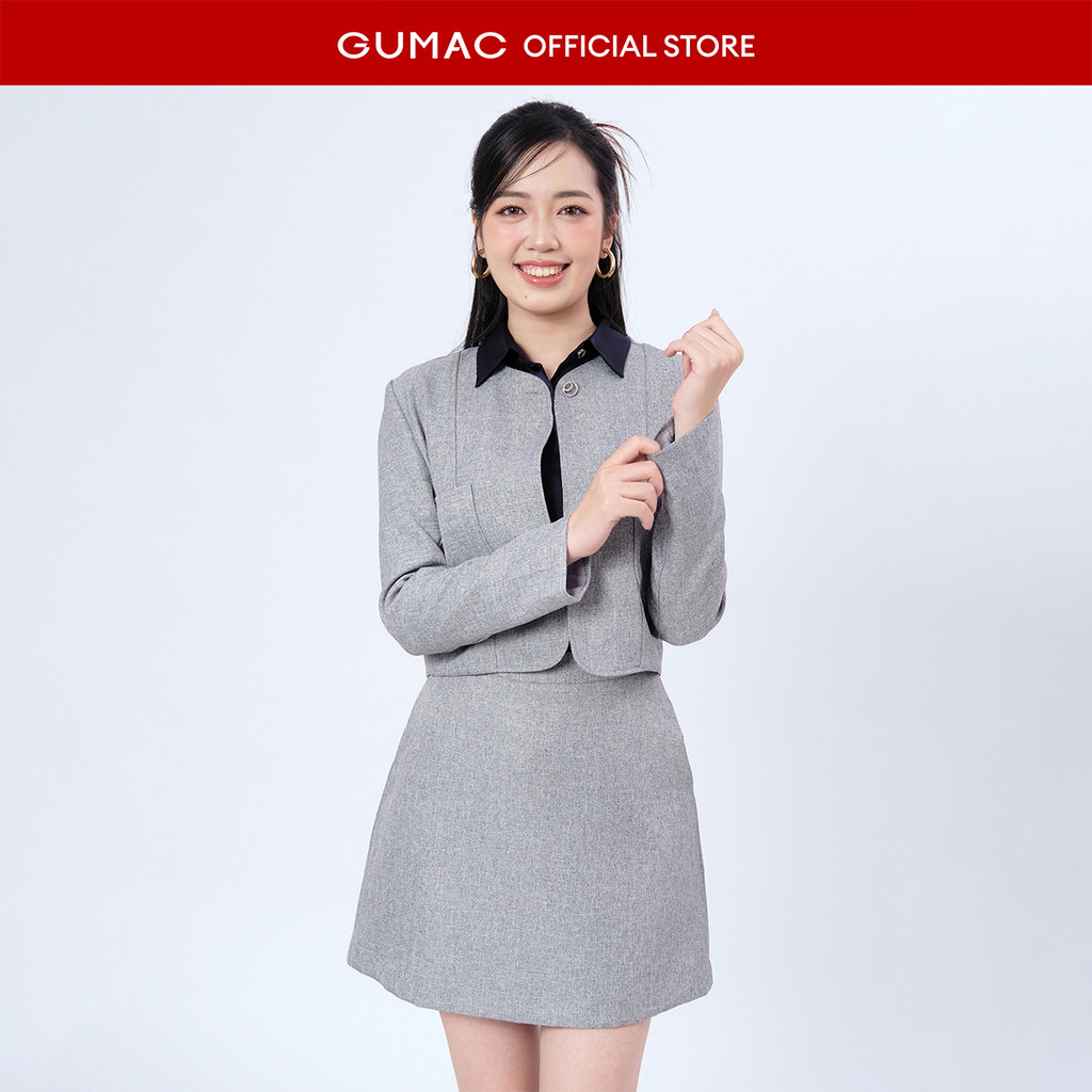 Set lẻ Áo khoác lửng tay dài thời trang GUMAC LOWF1205 - Chân váy A mini thời trang GUMAC LVF1207