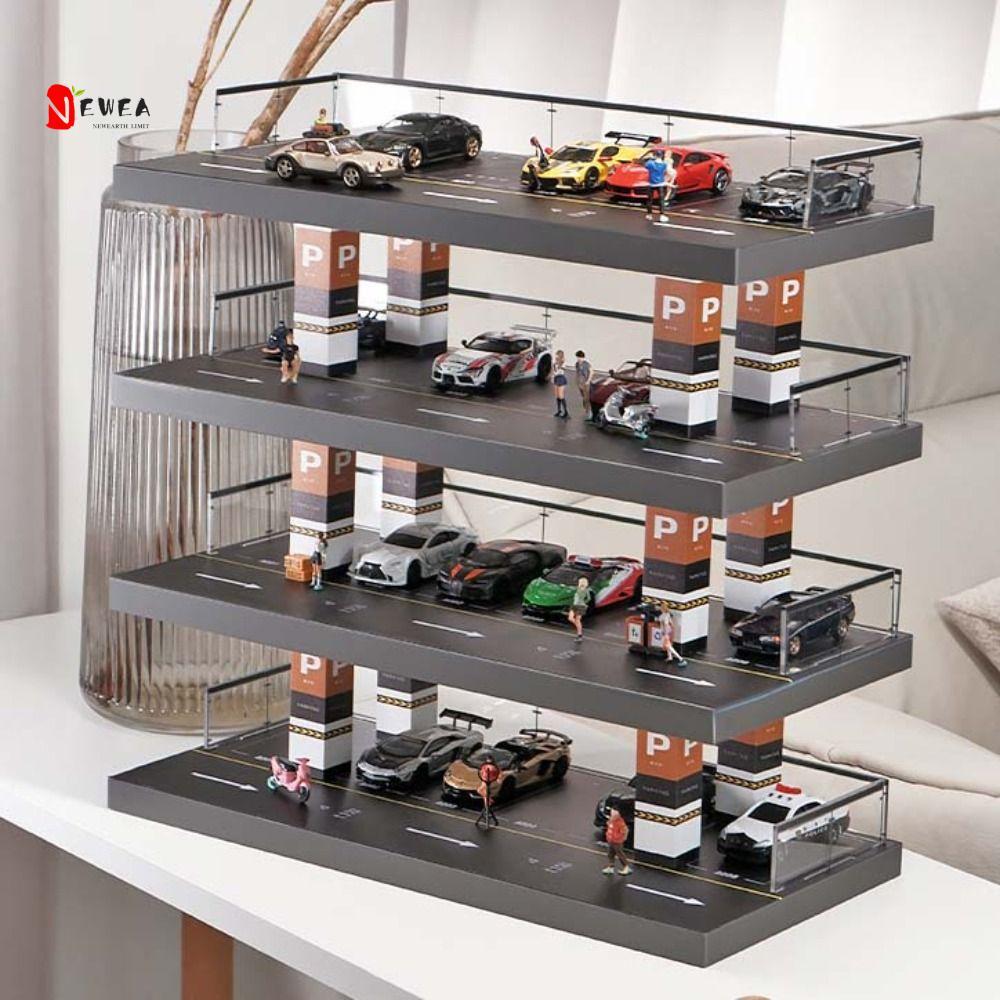 NEWEARTH LIMIT Giá trưng bày mô hình ô tô, Mô hình bãi đậu xe cảnh nhà để xe tỷ lệ 1: 64, Đồ trang t