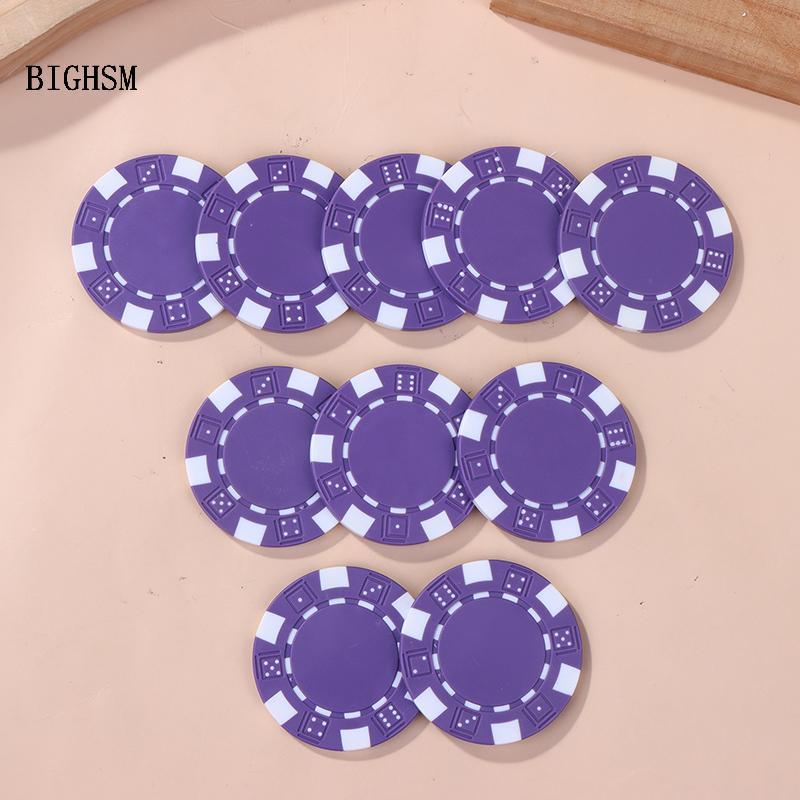 BIGHSM 10 Chiếc Nhựa ABS Poker Chips Casino Texas Hold 'em Poker Kim Loại Đồng Xu 11.5g Chip Poker T