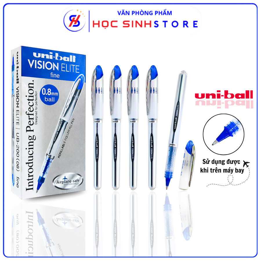 Bút Ký Uni Ball Vision Elite UB - 200 Ngòi 0.8mm Cao Cấp, Bền Bỉ, Thanh Lịch, Mực Ra Đều & Êm Trơn -