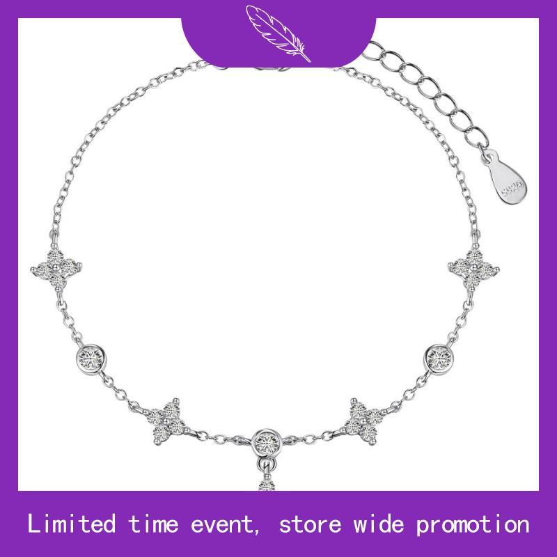 Lắc tay bạc nữ T cỏ bốn lá tam hoa rỗng xinh xắn T JEWELRY LT0339