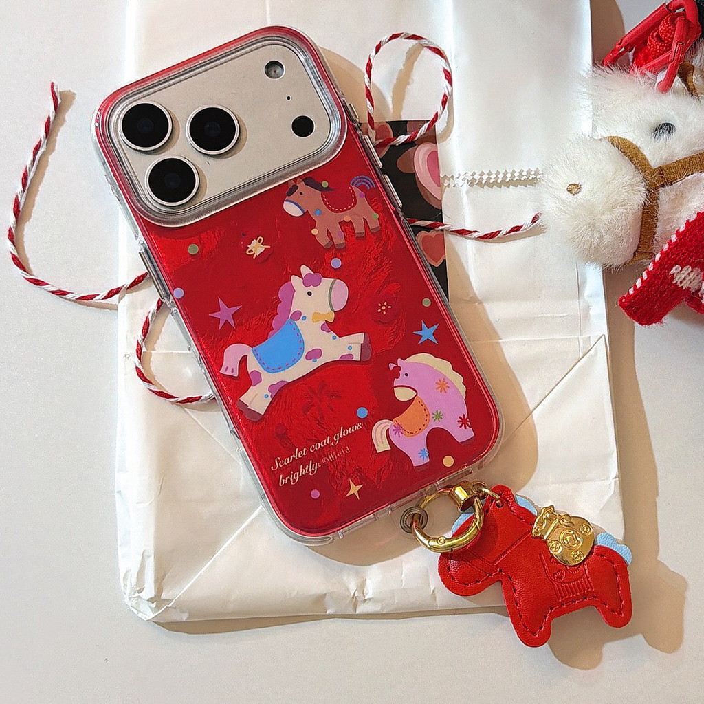 Ốp Lưng Pony Năm Mới Cho IPhone 17 Pro Max Cho iPhone 16 Pro Max Ốp Lưng Có Dây Bảo Vệ Ống Kính Cho 