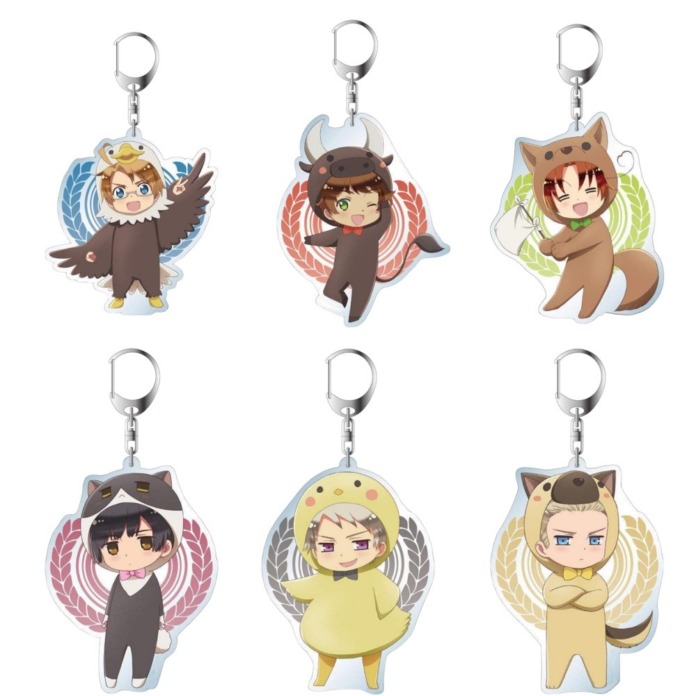 Lucky Seven Anime Peripheral Store Hetalia:The World Twinkle Kigurumi Ver Acrylic Keychain Pendant O