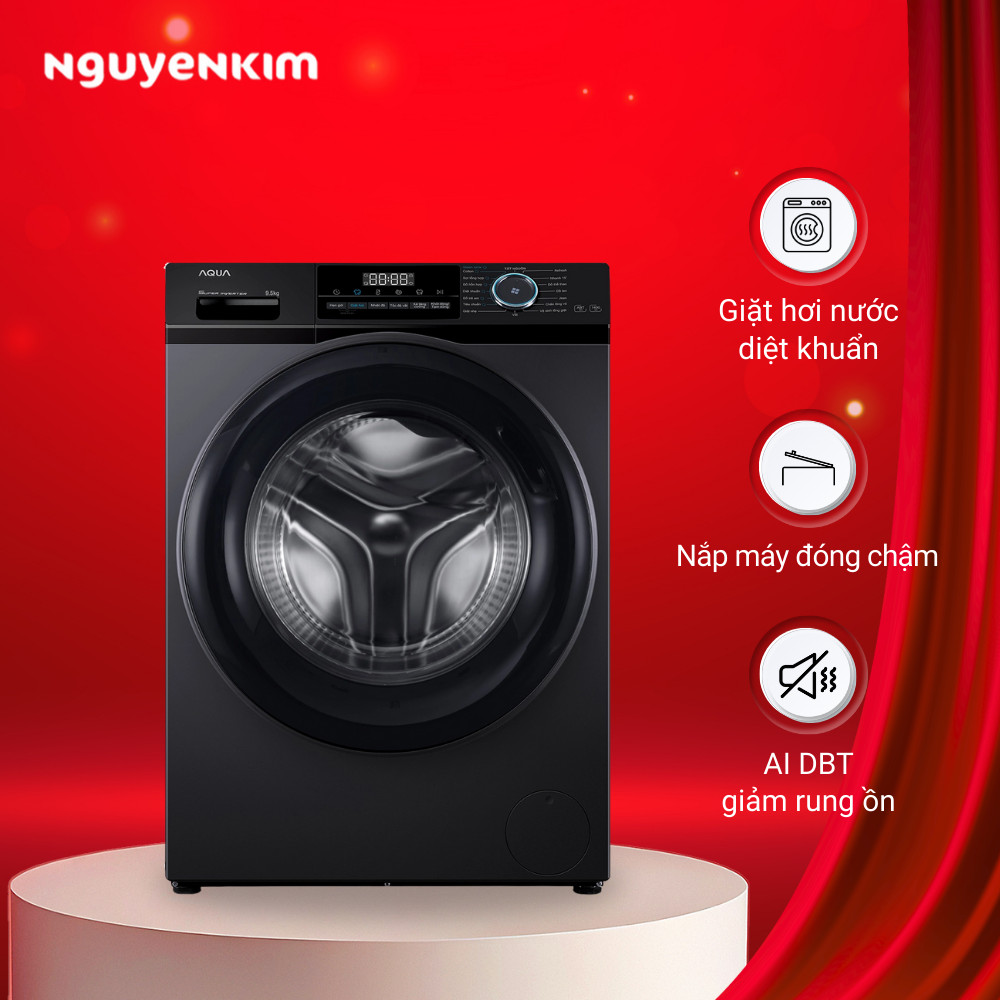 Máy giặt cửa trước Aqua Inverter 9.5 kg AQD-A952J.BK