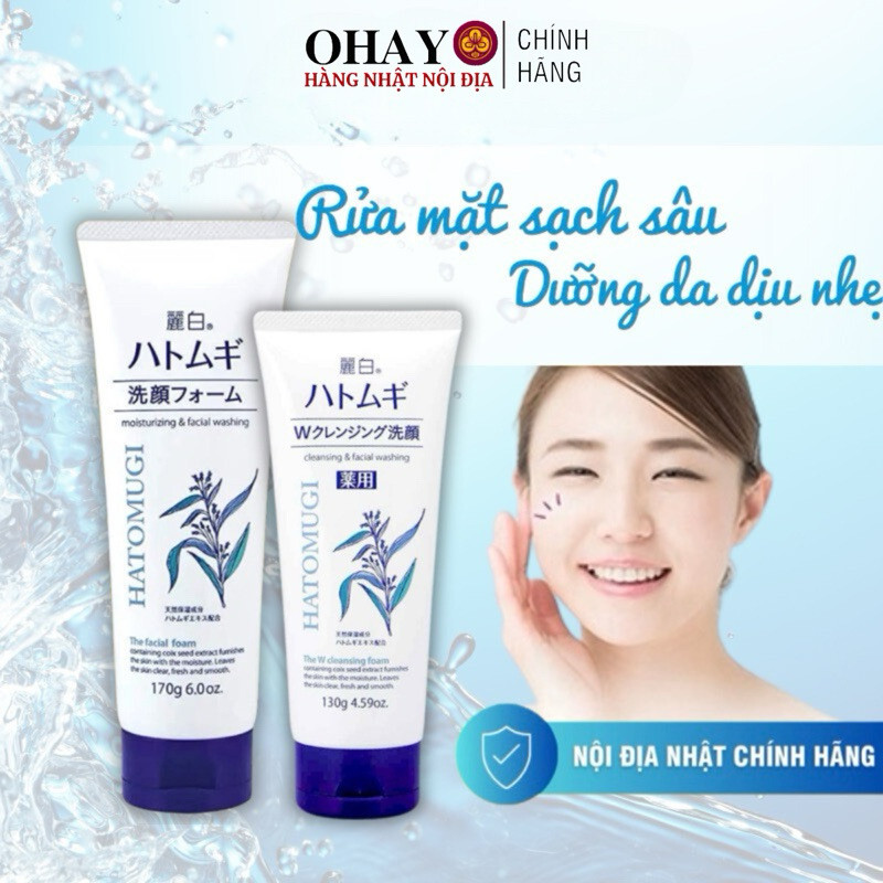Sữa Rửa Mặt Hatomugi Ý Dĩ trắng tuýp 130gram/170gram Hàng Nhật Nội Địa- Ohayo Shop Japan