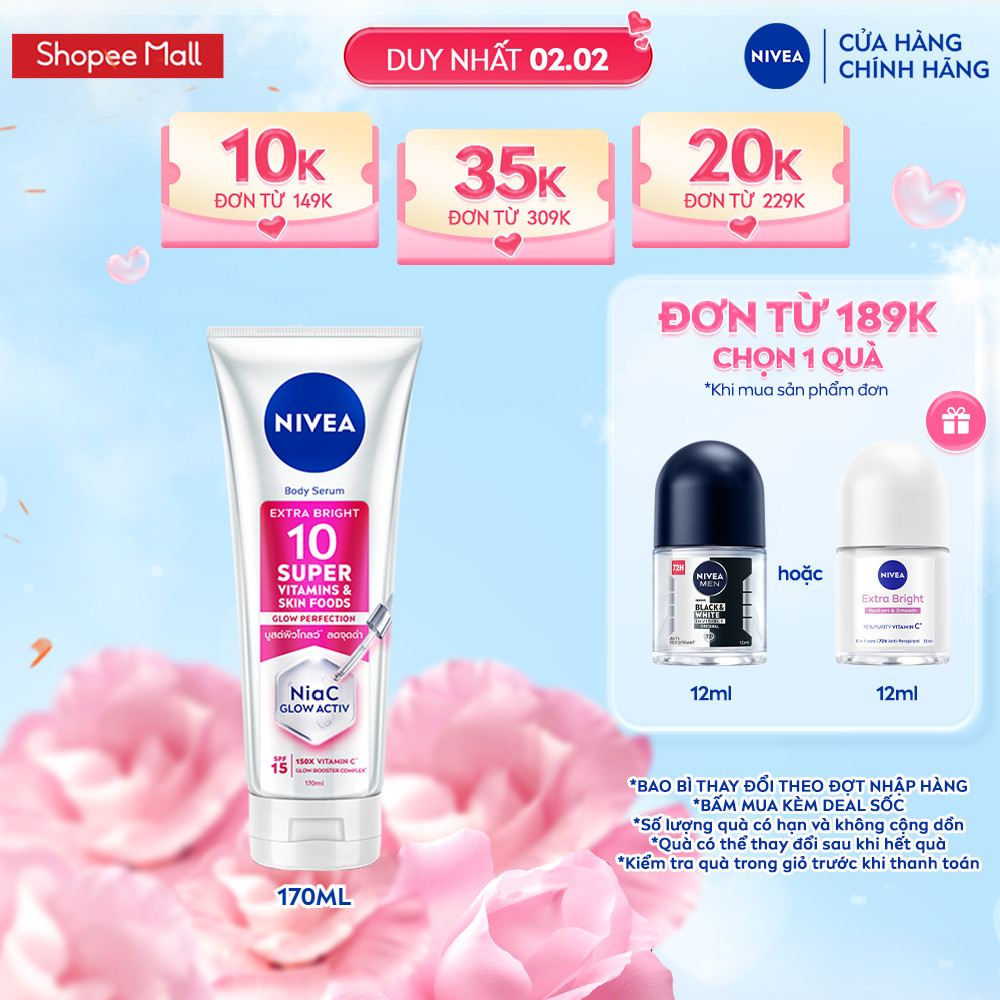 Serum Dưỡng Thể NIVEA 10 Super Vitamins & Skin Foods Sáng Da Mờ Thâm Sau 5 Ngày (170 ml) - 93830