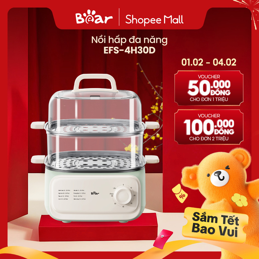 Nồi Hấp Thức Ăn 10.3L Bear EFS-4H30D - Hàng Chính Hãng