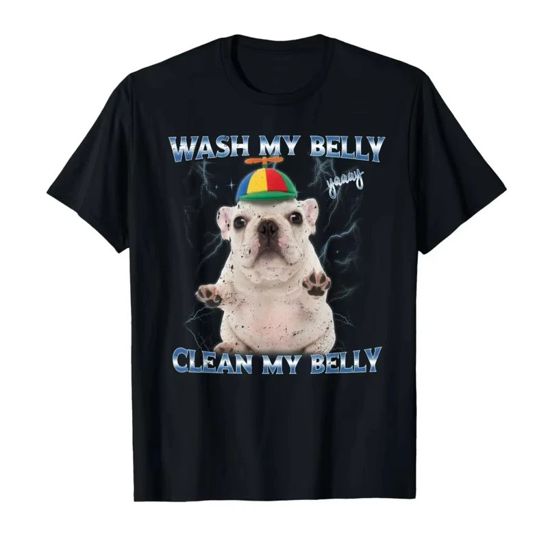 Gói áo thun Pibble Clean My Belly Shows Funny Mood Áo sơ mi họa tiết thời trang ngắn tay dành cho nữ