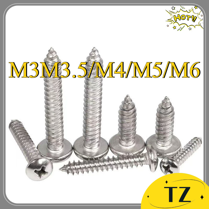 Vít răng thưa Vít bắn gỗ đầu dù Thép không gỉ 316 Cross Screw Nails Đầu Flat tự khai thác M3M3.5 / M