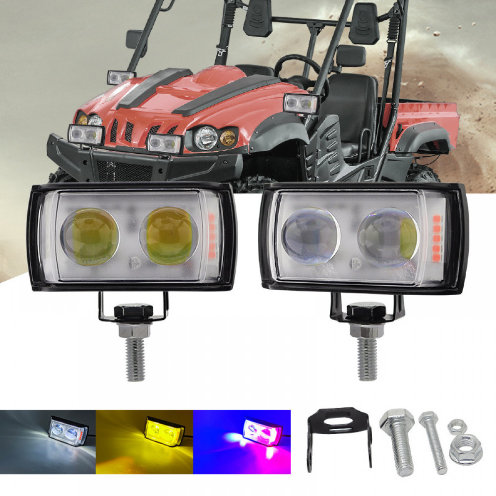 1 / 2 Pcs Driving LED Fog Work Light Strobe 4 Colors White Amber Red Green Auxiliary Lights for ATV 