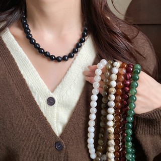 Phong Cách Dân Tộc Acrylic Hạt Vòng Cổ Thời Trang Retro Xương Đòn Dây Xích Niche Thiết Kế Phụ Kiện Cho Nữ