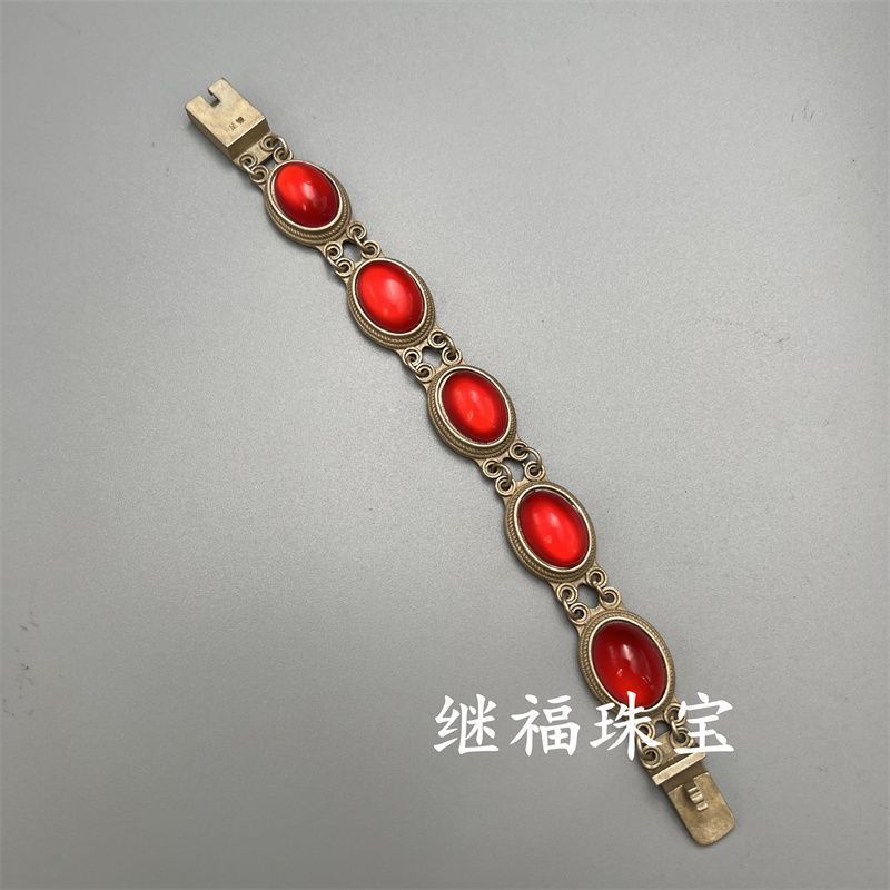 Bộ sưu tập cổ Vòng tay bạc cổ Kẻ sọc tay Đá quý Mặt trứng Dây chuyền bạc Miao Bạc cũ Miệng sống Vòng