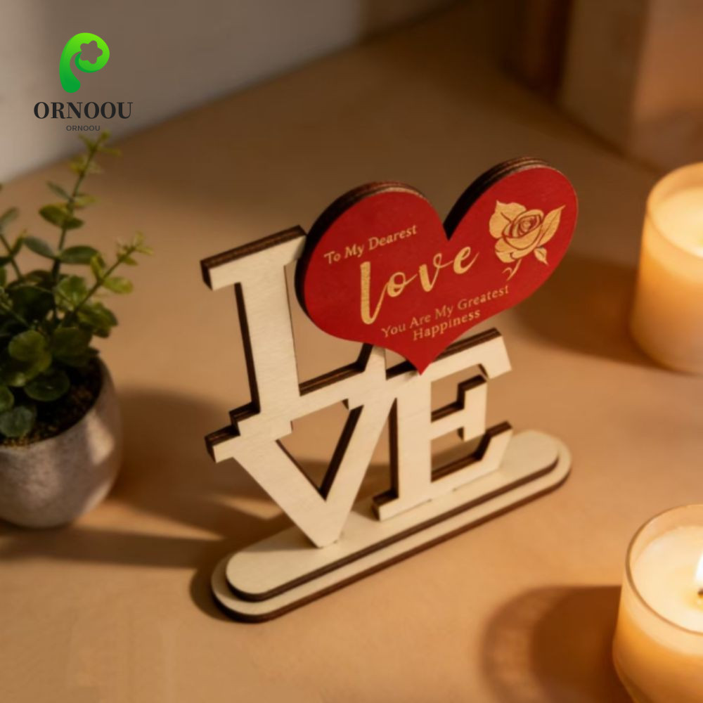 ORNOOU Đồ trang trí bằng gỗ, Quà tặng kỷ niệm Trang trí nội thất Bộ chữ gỗ, Bộ chất liệu bằng gỗ Nền