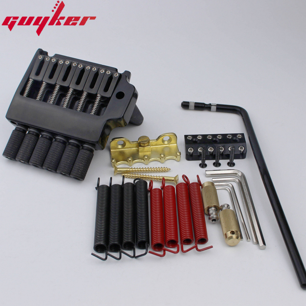 Mới GUYKER 6 Dây Tremolo Hệ Thống Cầu Đuôi Cho Đàn Guitar Không Đầu Phụ Kiện Màu Đen