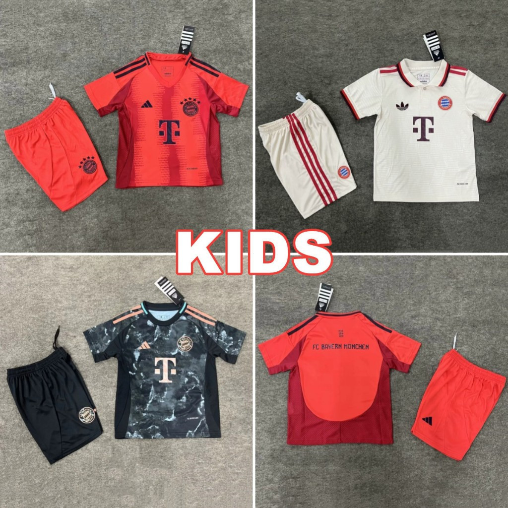 Jersey Bóng Đá Bayern Munich Sân Nhà và Sân Khách Cho Trẻ Em, Áo Thun Tùy Chỉnh