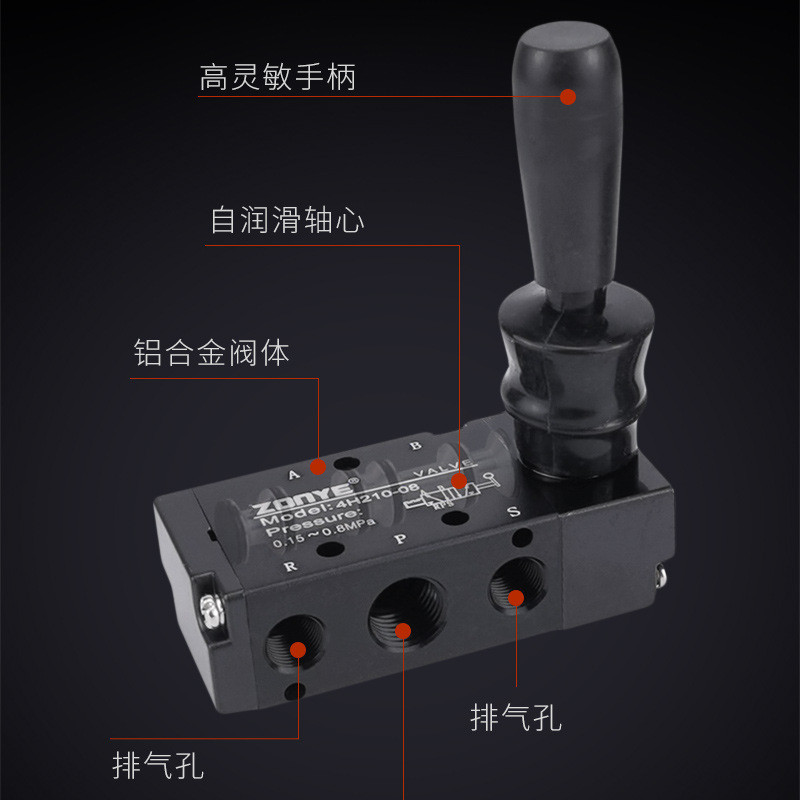 Hai vị trí Van thủ công năm chiều Van cờ lê tay Van kéo tay 4H210-08 / 4L210-08 Công tắc thủ công 3R