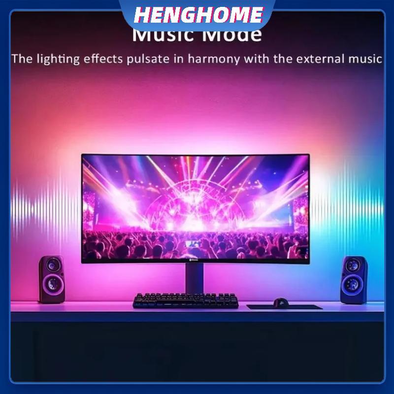 HENGHOME LED Sync RGB LED Strip Lights cho màn hình 24-34 Inch USB-Powered Balight Piup Đèn khí quyể