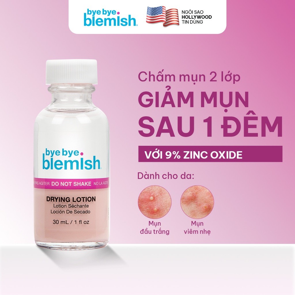 Chấm Mụn Giảm Mụn Nhanh Sau 1 Đêm Dành Cho Mụn Trắng, Sưng Đỏ, Da Nhạy Cảm Bye Bye Blemish Original Drying Lotion 30ml