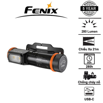 FENIX WH35RE - Đèn đeo đầu chống cháy nổ 280 Lumens tầm chiếu 21m sạc USB C