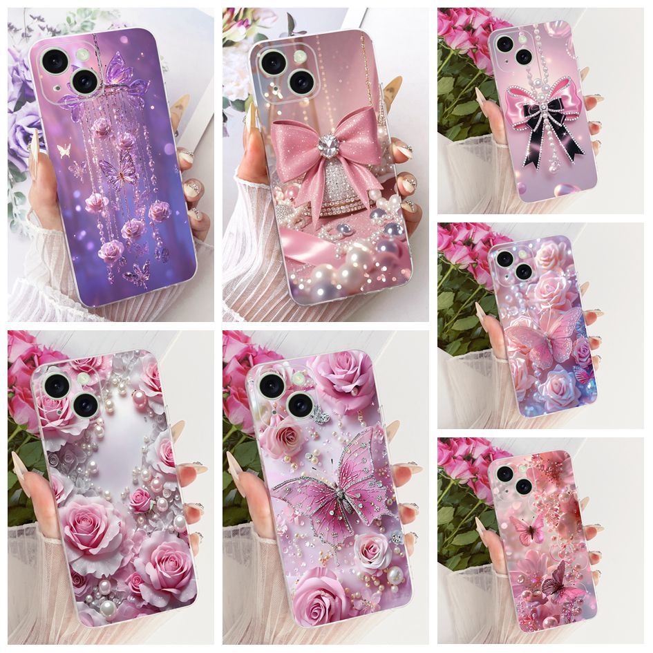 Ốp Lưng Cho iPhone 15 Plus A3094 A2847 Ốp Lưng Thời Trang Mới Hoa Trong Suốt TPU Ốp Điện Thoại Cho i