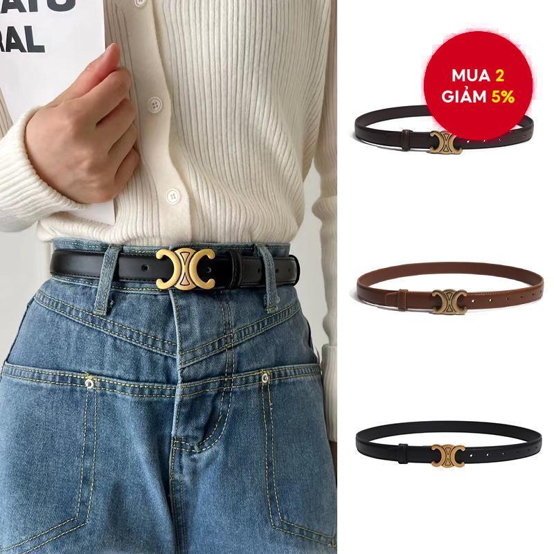 Thắt Lưng Màu Đen Phối Dây Jean Phong Cách Hàn Quốc Cho Nữ