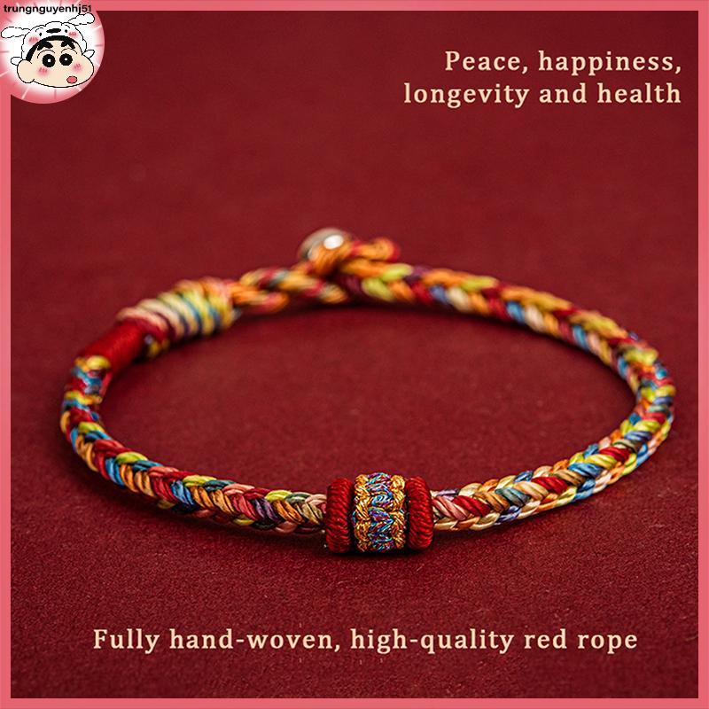 [Tàu 24 giờ] Colorful Thread Good Luck Charm Bracelet - Handmade Braided Rope Bracelet For Women men