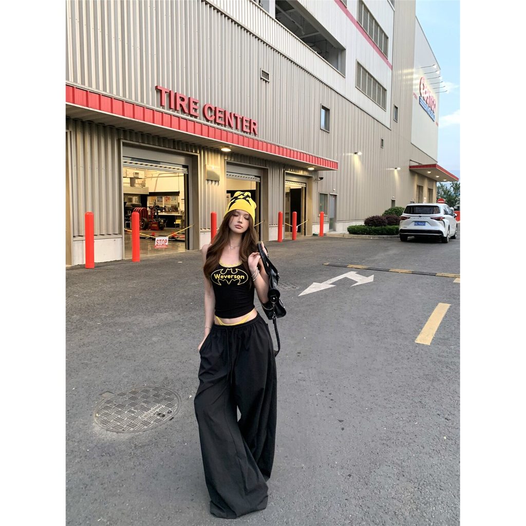 Bộ Đồ Thể Thao Hai Mảnh Frontline Phù Hợp Hot Girl - Áo Ren & Quần Ống Rộng