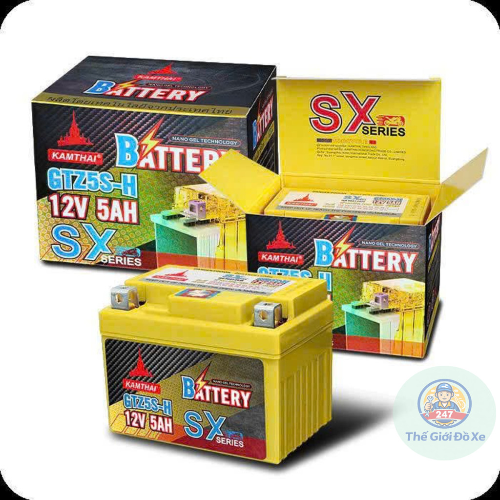 BÌNH ẮC QUY 12V-5Ah  Dream, Wave, Future, Sirius và Mio... BÌNH CAO - KAMTHAI