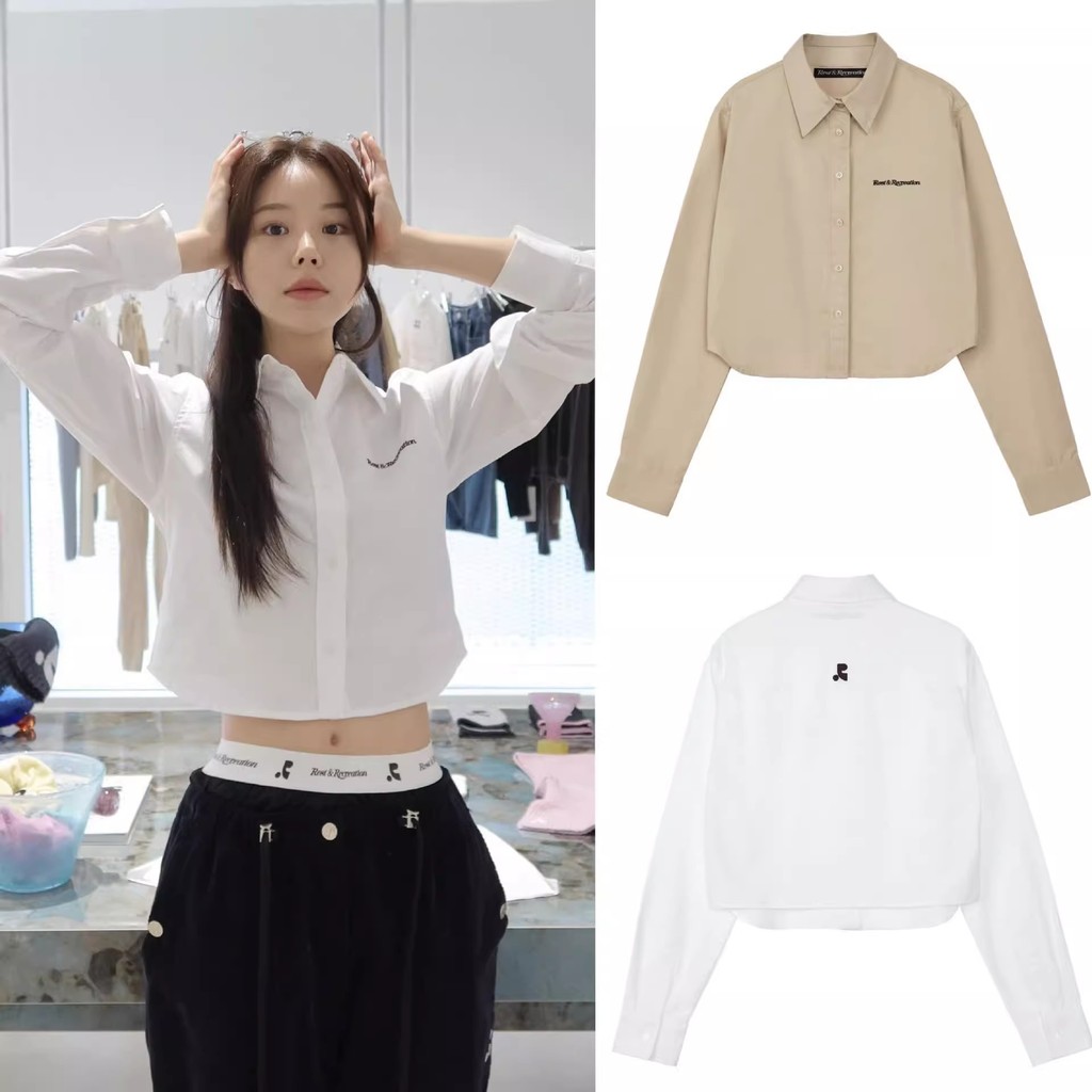Rest&Recreation Park Soo Young's same style Korean women's loose-fitting short embroidered long-slee